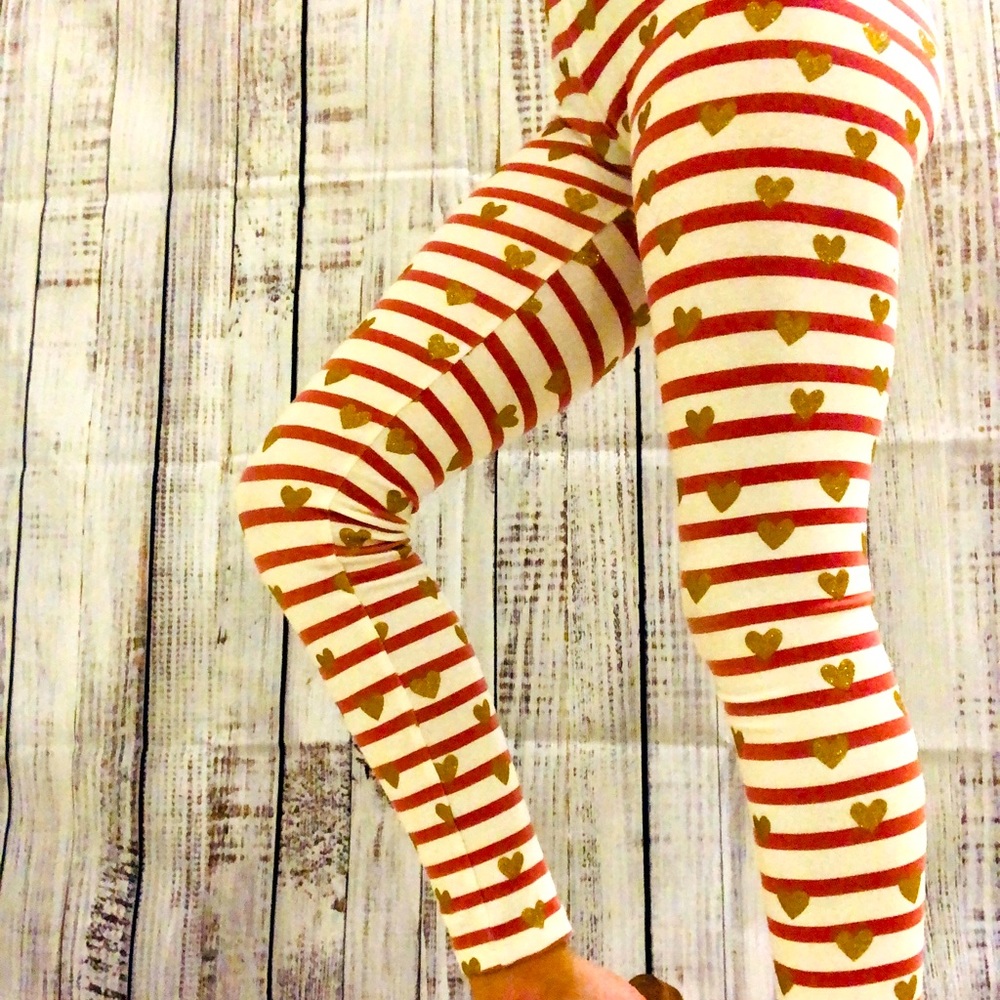 Crewcuts Pink and white with a golden sparkly hearts J.Crew leggings